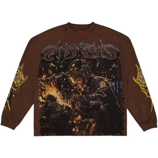 Godspeed Under Construction Long Sleeve Tee Brown