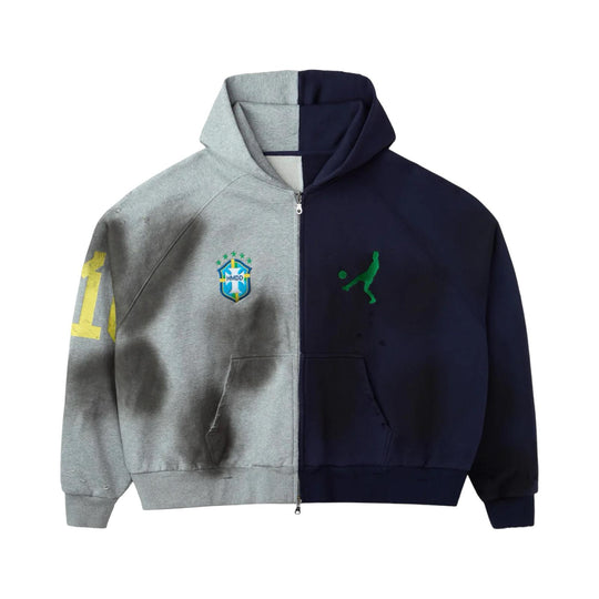 HMDD Arnold Palmer Zip Up Hoodie Grey Navy