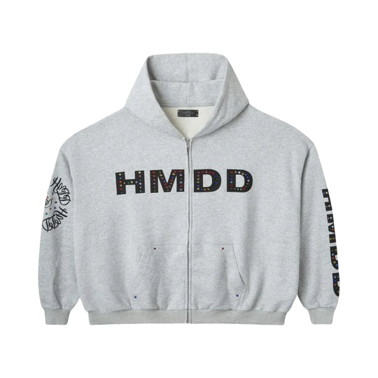 HMDD Chimstone Rhinestone Hoodie Grey