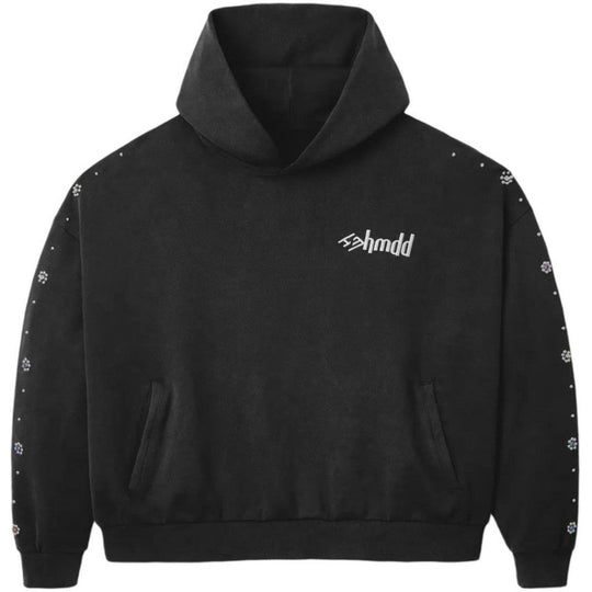 HMDD Flower Studded Hoodie Black