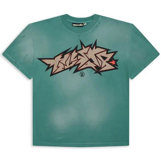 Hellstar Crack Print T-Shirt Green