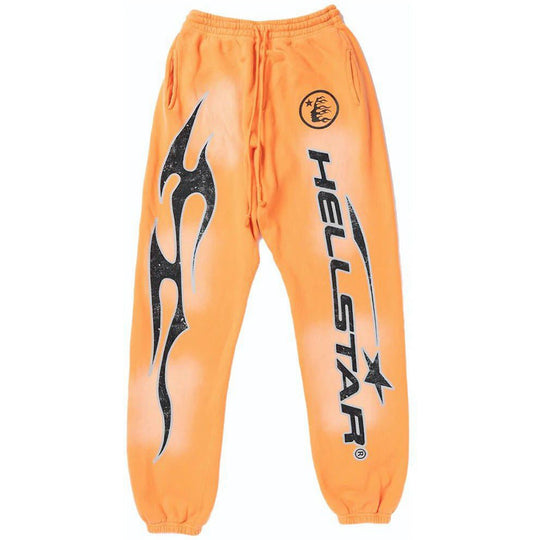Hellstar Fire Orange Closed Elastic Bottom Sweatpants Orange Dye