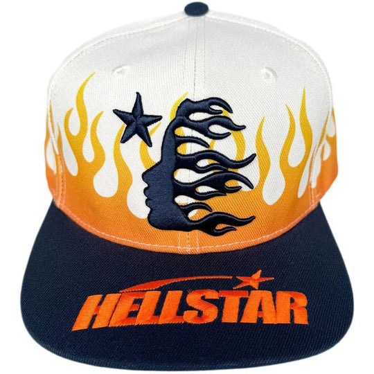 Hellstar Flame Vintage Snapback Hat Cream/Navy