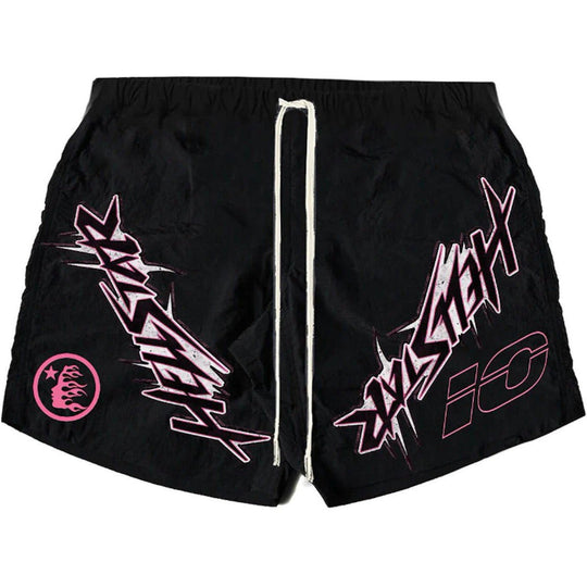 Hellstar Waxed Nylon Athletic Shorts Black