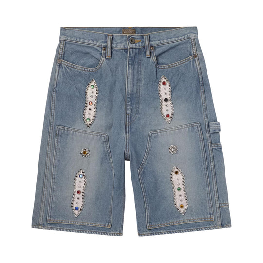Kapital 14oz Studs Remake Denim Shorts Light Wash