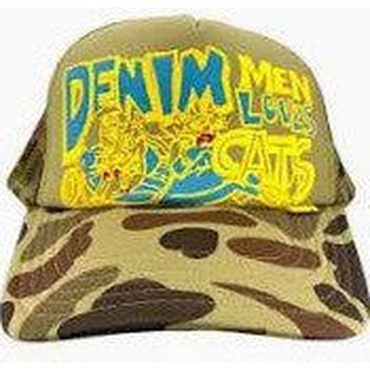 Kapital Denim Men Love Cats Camo Trucker Hat Yellow