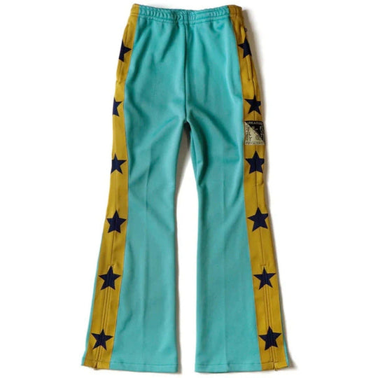 Kapital Smooth Jersey Stuntman Track Pants Teal/Yellow