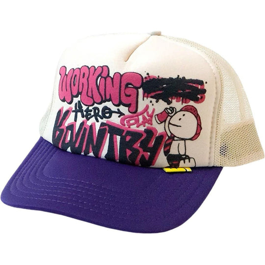Kapital Working Hero Trucker Cap Ecru/Purple