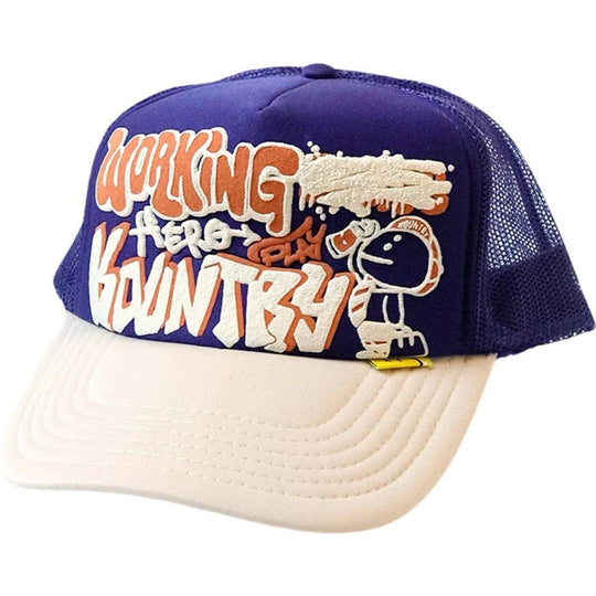 Kapital Working Hero Trucker Cap Purple/Ecru