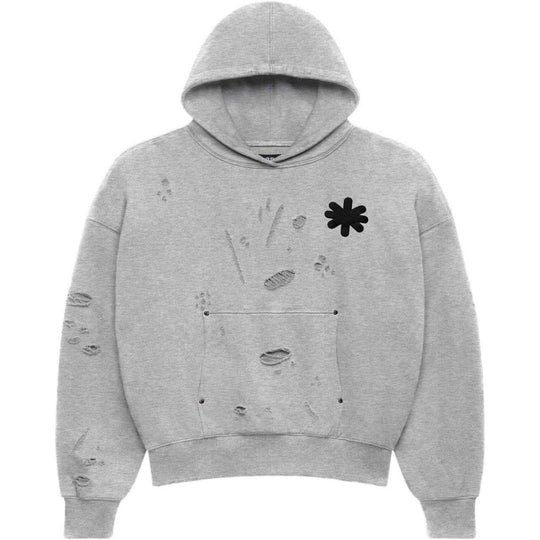 LostShdws Distressed Logo Hoodie Grey
