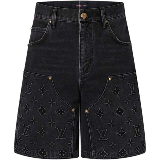 Louis Vuitton Monogram Workwear Denim Shorts Black