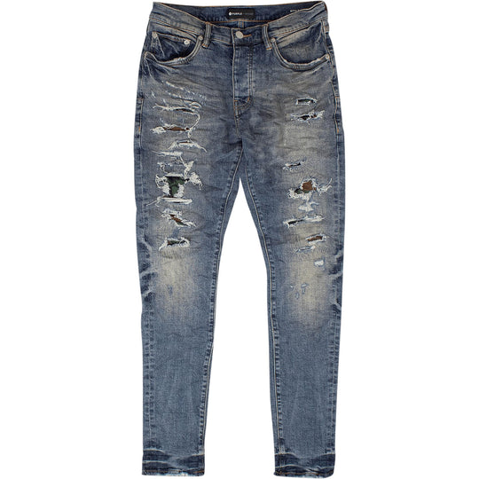 PURPLE BRAND Camo Repair Skinny Jeans Indigo