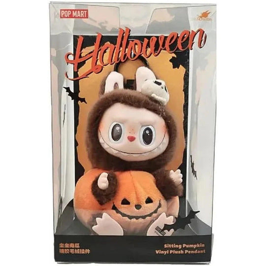 Pop Mart Labubu Happy Halloween Party Series-Sitting Pumpkin Vinyl Plush Pendant