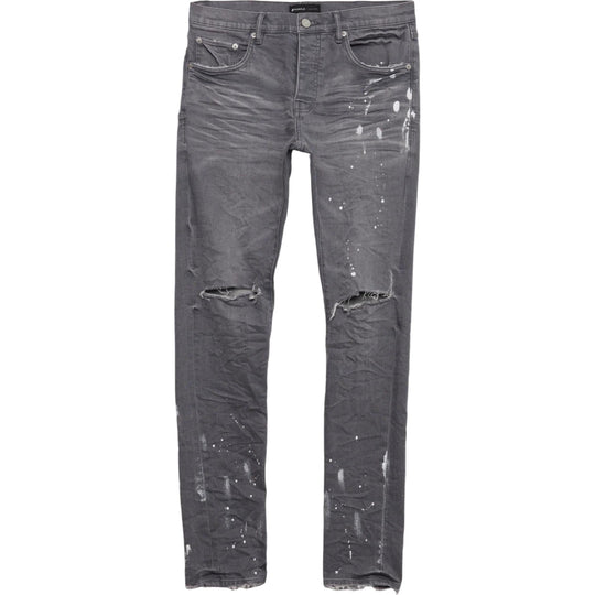 Purple Brand P001 Painted Ripped Knee Slit Jeans Worn Grey