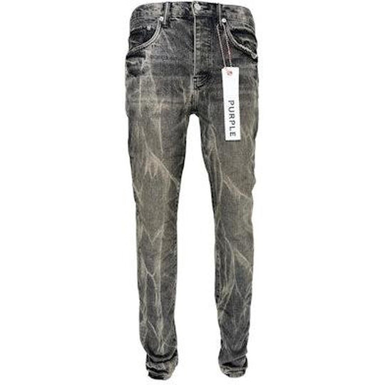 Purple Brand Washed Black Tie Acid Jean Black