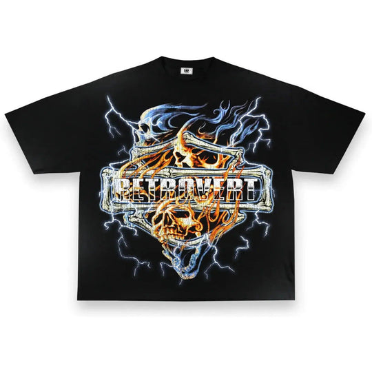 Retrovert Blue Skull Tee Black