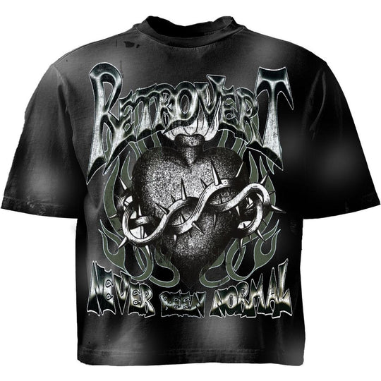 Retrovert Heart Green Thorn T-Shirt Black