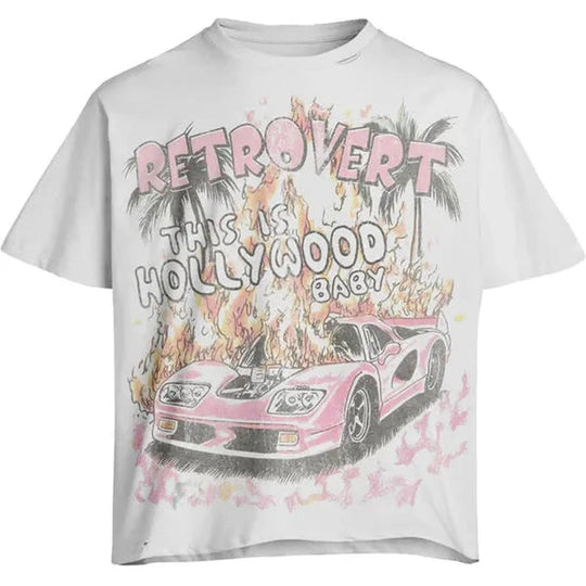 Retrovert This is Hollywood Tee White Pink