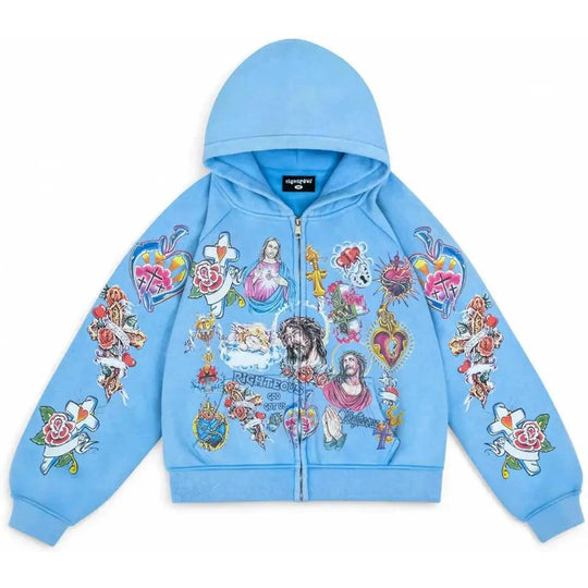 Righteous Risen King Zip Up Hoodie Blue
