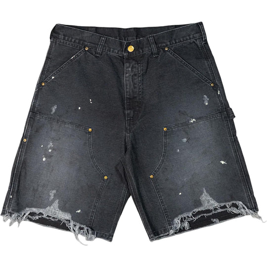 Saint Mxxxxxx Distressed Double Knee Shorts Black