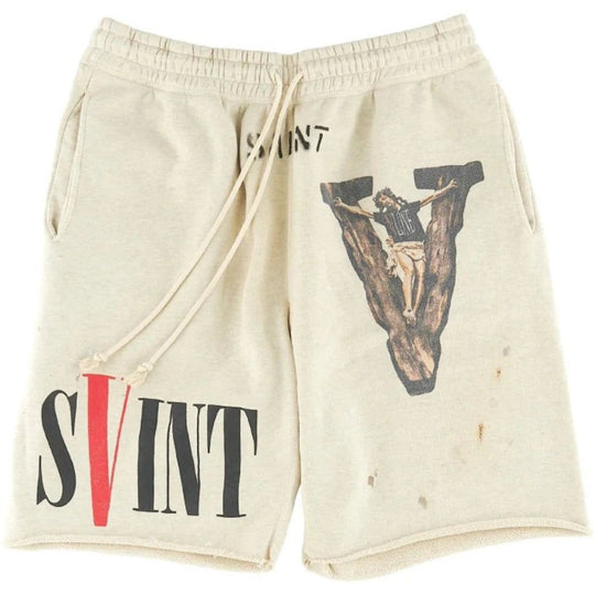 Saint Mxxxxxx x VLONE Sweat Shorts White