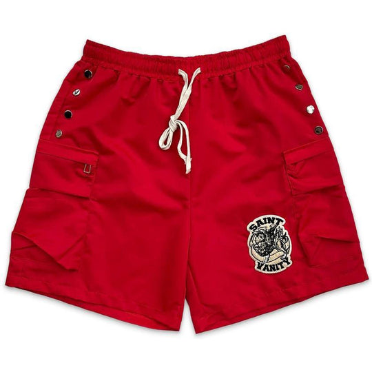 Saint Vanity Nylon Cargo Shorts Red