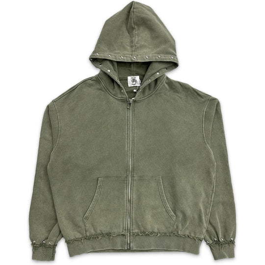 Saint Vanity Studded Zip Up Olive