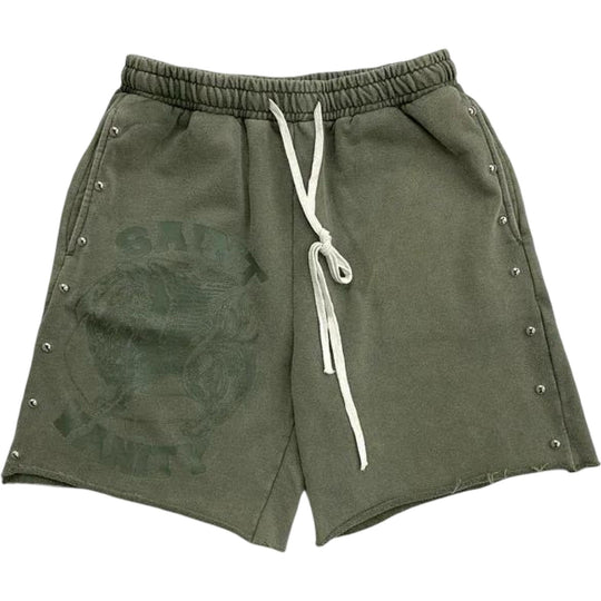 Saint Vanity Terry Shorts Studded Olive