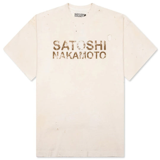 Satoshi Nakamoto Logo Dirt Tee White