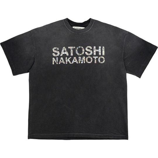 Satoshi Nakamoto Pearl Studded Logo Tee Black