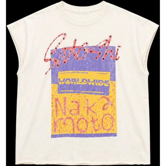 Satoshi Nakamoto Worldwide Cutoff Tee Cream