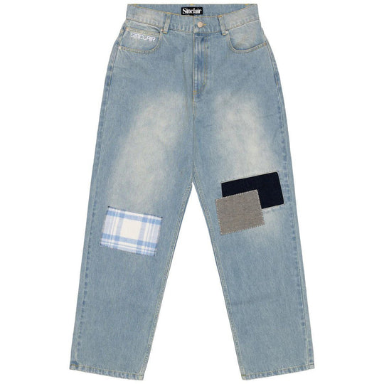 Sinclair Country Patched Denim Jeans Light Wash