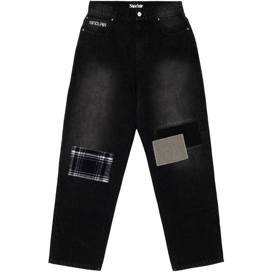 Sinclair Country Patched Denim Jeans Washed Black