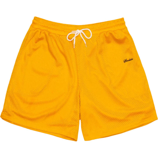 Sinclair Mini Script Mesh Shorts Yellow