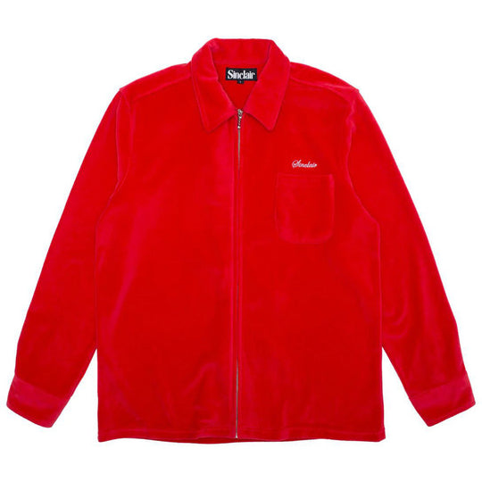 Sinclair Velour Zip Shirt Red