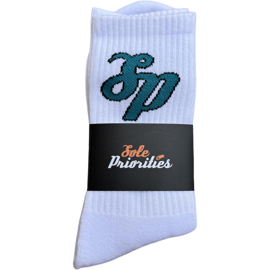 Sole Priorities Socks White/Teal