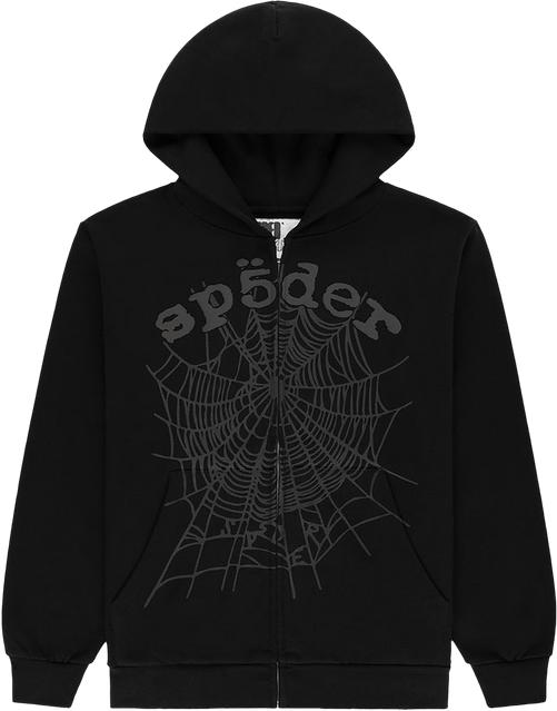 Sp5der OG Web V2 Phantom Zip Up Hoodie Black