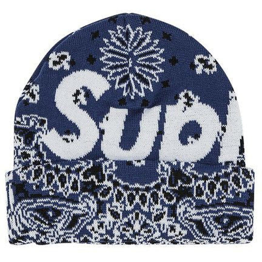 Supreme Bandana Big Logo Beanie Blue
