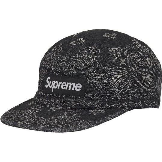 Supreme Bandana Jacquard Denim Camp Cap Black