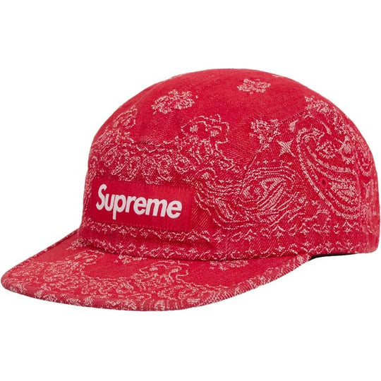 Supreme Bandana Jacquard Denim Camp Cap Red