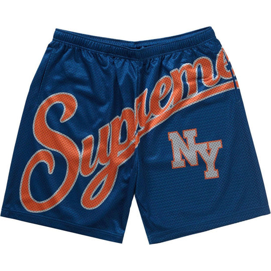 Supreme Big Script Mesh Short Blue
