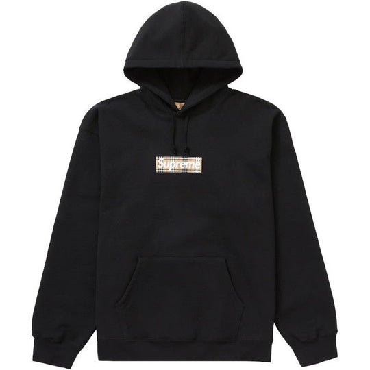 Supreme Burberry Box Logo Hooded Sweatshirt Black