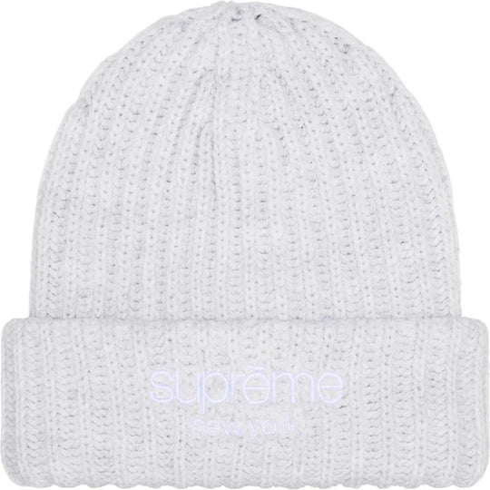 Supreme Chunky Rib Classic Logo Beanie Ash Grey