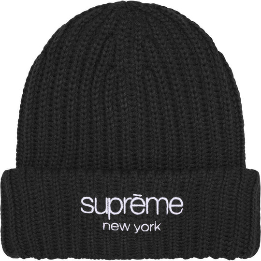 Supreme Chunky Rib Classic Logo Beanie Black