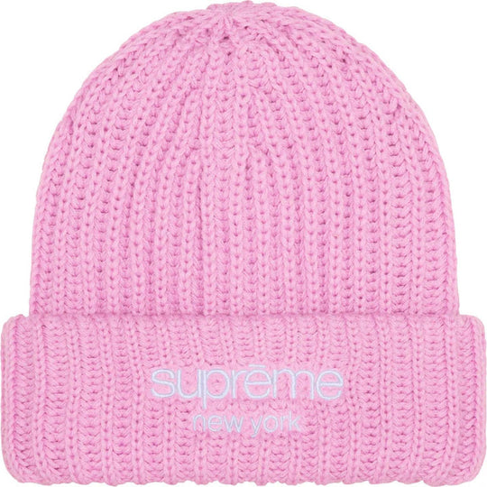 Supreme Chunky Rib Classic Logo Beanie Pink