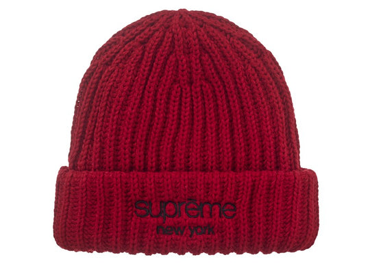 Supreme Classic Logo Chunky Ribbed Beanie (FW26) Red
