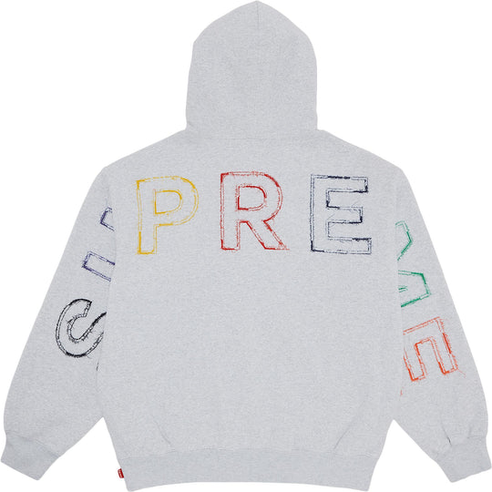 Supreme Frayed Hooded Sweatshirt Heather Grey