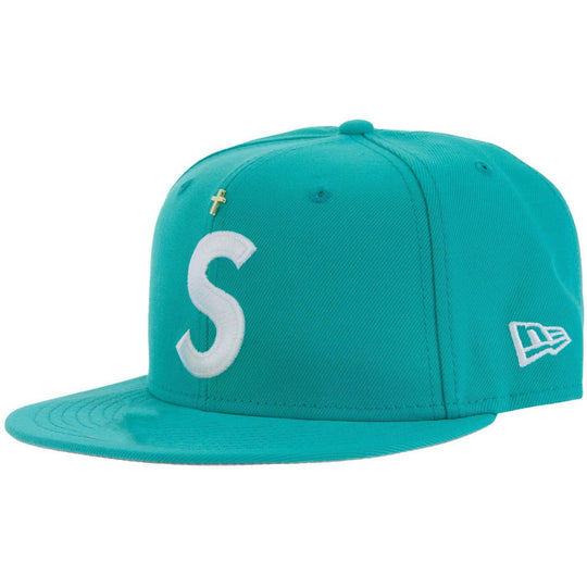 Supreme Gold Cross S Logo New Era Fitted Hat Teal