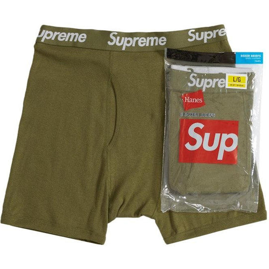 Supreme Hanes Boxer Briefs (2 Pack) Olive
