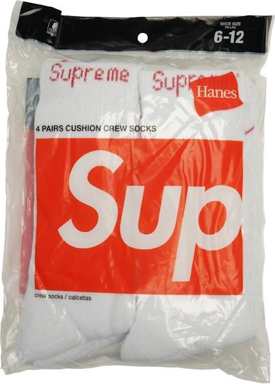 Supreme Hanes Crew Socks (4 Pack) White